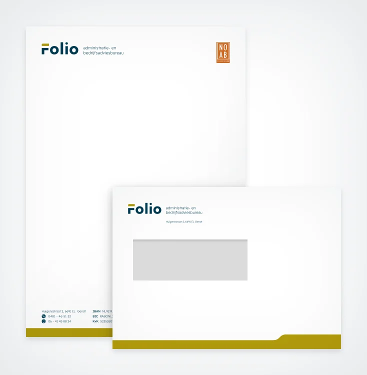 Factuurpapier en envelop voor Folio administratie- en bedrijfsadviesbureau